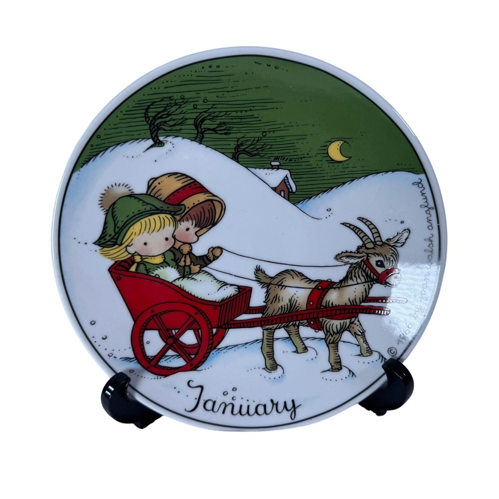 Walter Joan Walsh Anglund January Winter Sleigh Plate West Germany 1966 7.75in